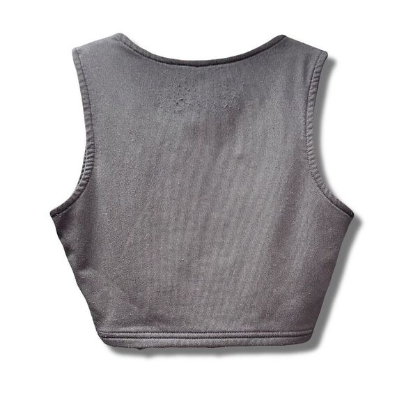 Aevziv Women's XS Black V-Neck Crop Top with Ring Detail Sleeveless - Picture 2 of 5